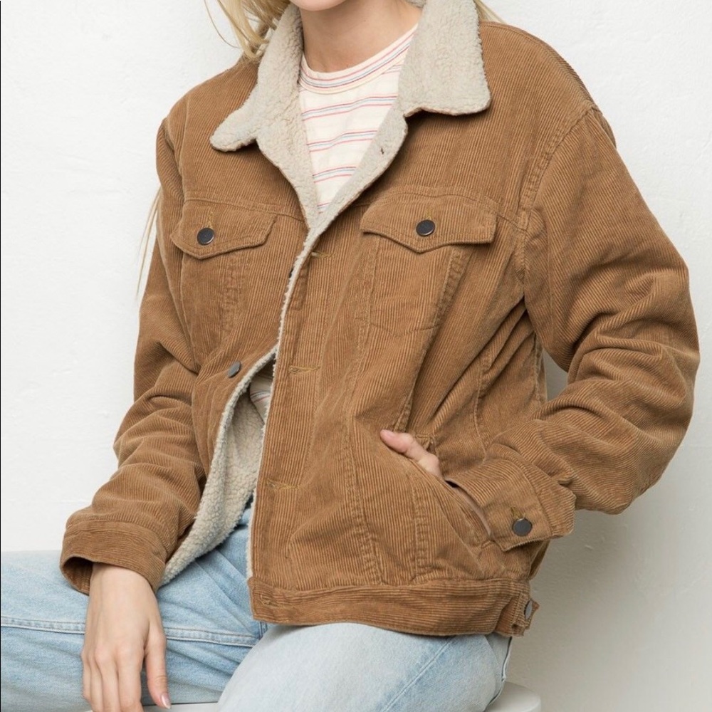Brandy Melville Corduroy Fleeced Sherpa Jacket